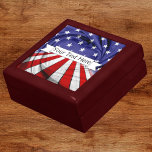 Patriotic American Flag Wood Keepsake Gift Box<br><div class="desc">Patriotic,  red,  white,  blue,  American flag,  monogrammed,  wooden and tile keepsake jewellery box.  Personalize with your name or any message you like!  Don't see what you want?  Send me a message for a custom order.</div>
