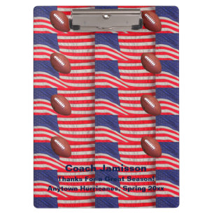 Patriotic American Flags, Football Coach Name Clipboard
