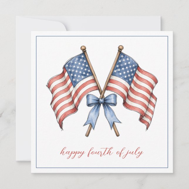 Patriotic American Flags Fourth of July Card (Front)
