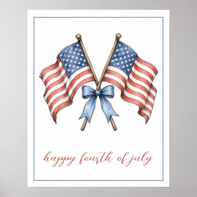 Patriotic American Flags Fourth of July Poster (Front)