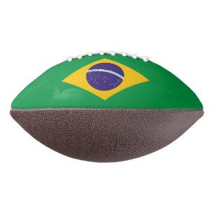 Patriotic american football with flag of Brazil