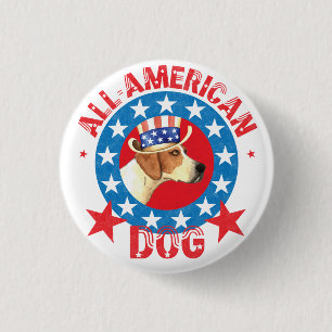 Patriotic American Foxhound 1 Inch Round Button