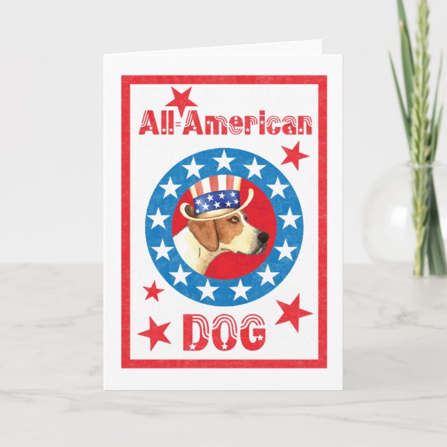 Patriotic American Foxhound Card (Front)