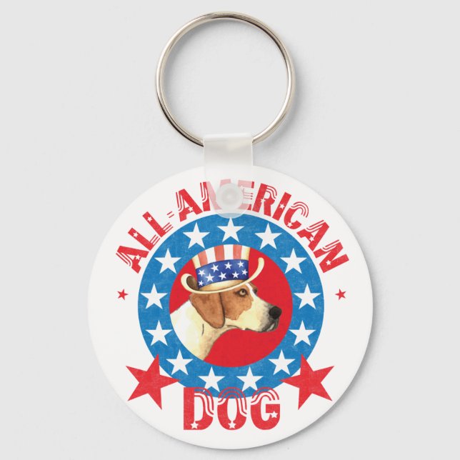Patriotic American Foxhound Keychain (Front)