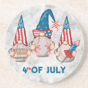 Patriotic American Gnomes 4th Of July Coaster