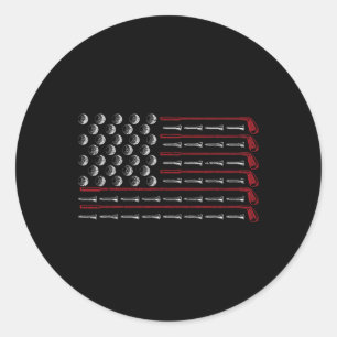 Patriotic American Golfer Gift Usa Flag Golf Club  Classic Round Sticker