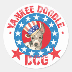 Patriotic American Hairless Terrier Classic Round Sticker
