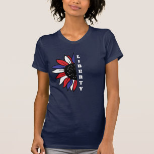 Patriotic American Half Sunflower Liberty T-Shirt