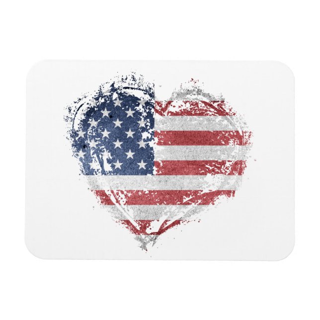 Patriotic American Heart in Grunge Magnet (Horizontal)