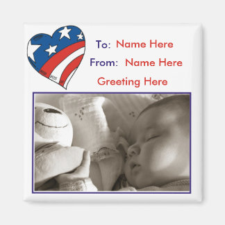 Patriotic American Heart Picture Frame Magnet