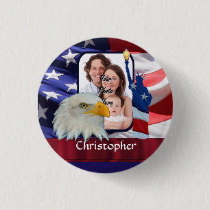 Patriotic American Icon photo template 1 Inch Round Button
