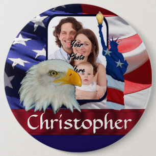 Patriotic American Icon photo template 6 Inch Round Button