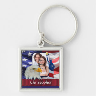 Patriotic American Icon photo template Keychain