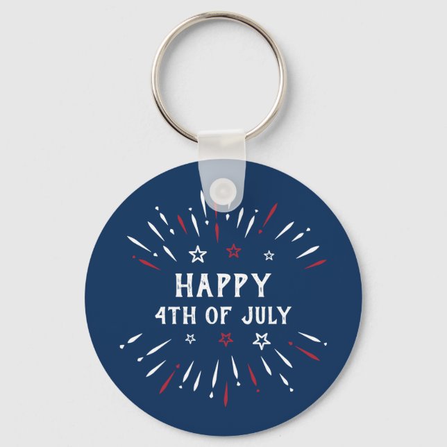 Patriotic American Independence Day 4th Of July Keychain (Front)