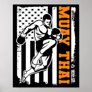 Patriotic American Kickboxing Gift Muay Thai Women Poster