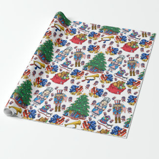 Patriotic American Nutcracker Pattern Wrapping Paper