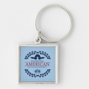 PATRIOTIC AMERICAN of Italian Descent T-Shirt Keychain