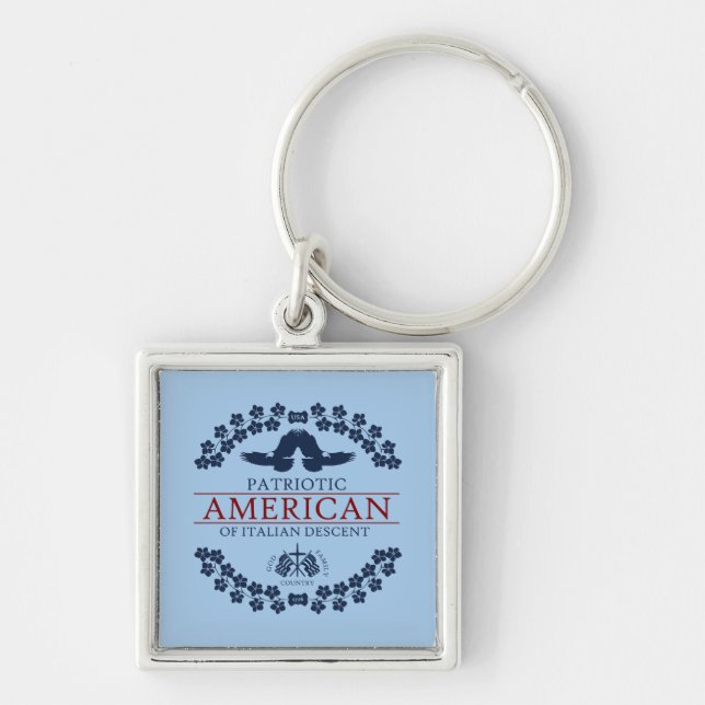 PATRIOTIC AMERICAN of Italian Descent T-Shirt Keychain (Front)