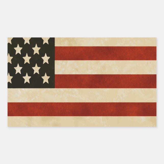 Patriotic American Rustic and Proud Flag Sticker (Front)