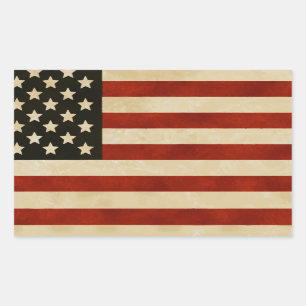 Patriotic American Rustic and Proud Flag Sticker