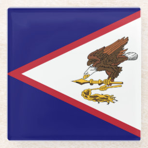 Patriotic American Samoa Flag Glass Coaster