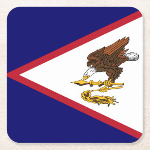 Patriotic American Samoa Flag Square Paper Coaster
