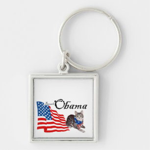 Patriotic American Shorthair Tabby Cat Keychain