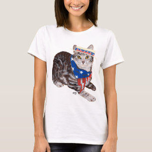 Patriotic American Shorthair Tabby Cat T-Shirt