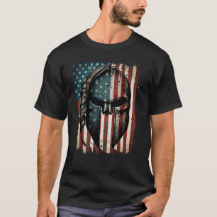 Patriotic American Spartan Themed USA Flag Nationa T-Shirt