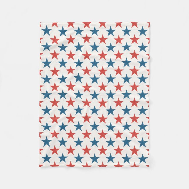 Patriotic American Stars pattern Fleece Blanket (Front)