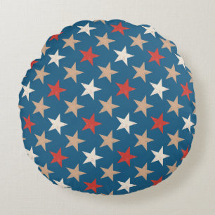 Patriotic American Stars pattern Round Pillow