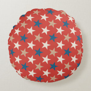 Patriotic American Stars pattern Round Pillow