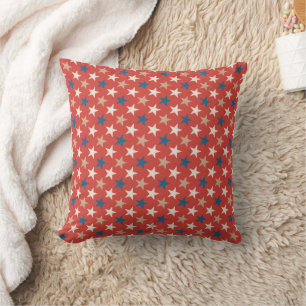 Patriotic American Stars pattern Throw Pillow