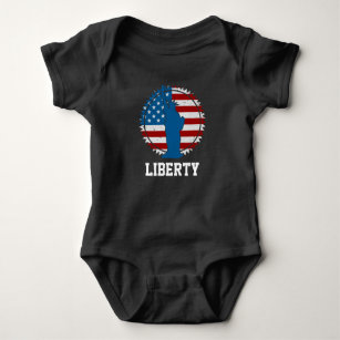 Patriotic American Statue of Liberty Round Flag Baby Bodysuit