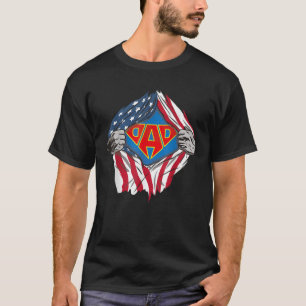Patriotic American Superhero Dad Father s Day For T-Shirt