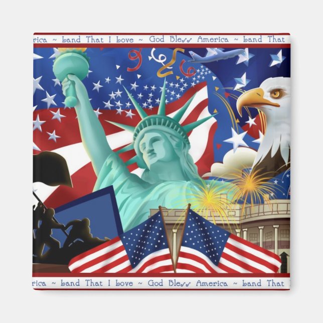 Patriotic American Symbol Magnet Favours (Front)