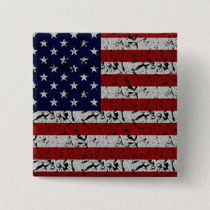 Patriotic American U.S.A. Flag of United States 2 Inch Square Button