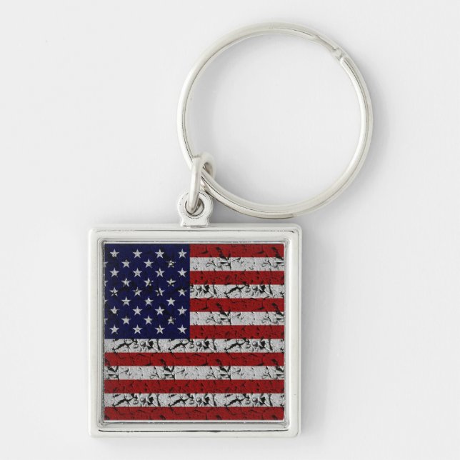 Patriotic American U.S.A. Flag of United States Keychain (Front)