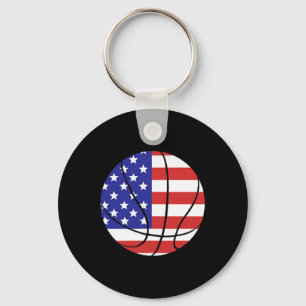 Patriotic American Us Flag Fourth July Bysketbyll Keychain