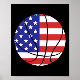 Patriotic American Us Flag Fourth July Bysketbyll Poster