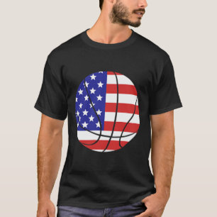 Patriotic American Us Flag Fourth July Bysketbyll T-Shirt