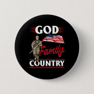 Patriotic American Us Flag God Family Country 2 Inch Round Button