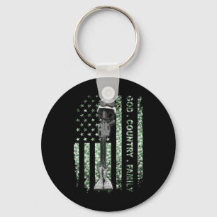 Patriotic American Us Flag God Family Country Keychain