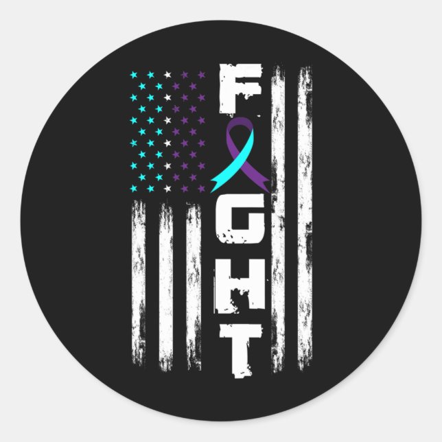 Patriotic American Us Flag Suicide Prevention Awar Classic Round Sticker (Front)