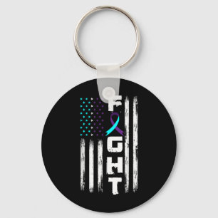 Patriotic American Us Flag Suicide Prevention Awar Keychain