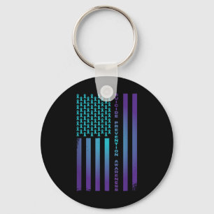 Patriotic American Us Flag Suicide Prevention Awar Keychain