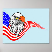 Patriotic American USA Flag Bald eagle art