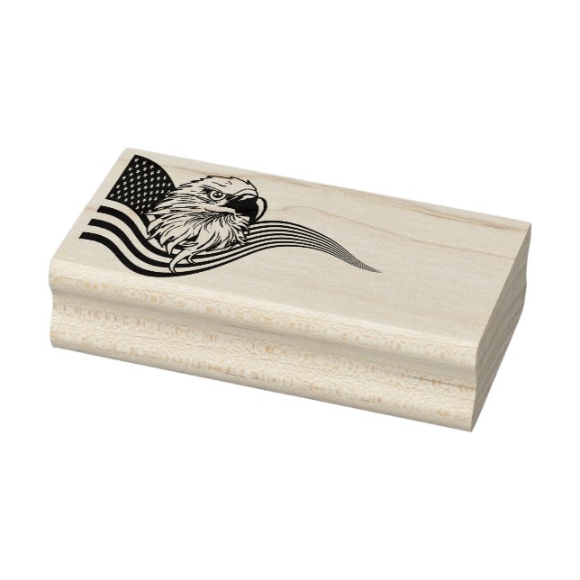 Patriotic American USA Flag Bald eagle art Rubber Stamp (Stamp)