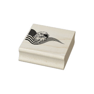 Patriotic American USA Flag Bald eagle art Rubber Stamp