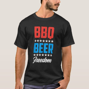 Patriotic American USA US Flag Beer BBQ 4th July T-Shirt